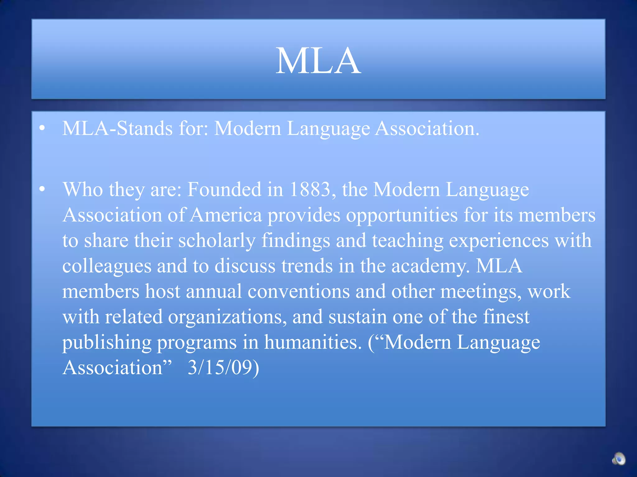 MLA, APA