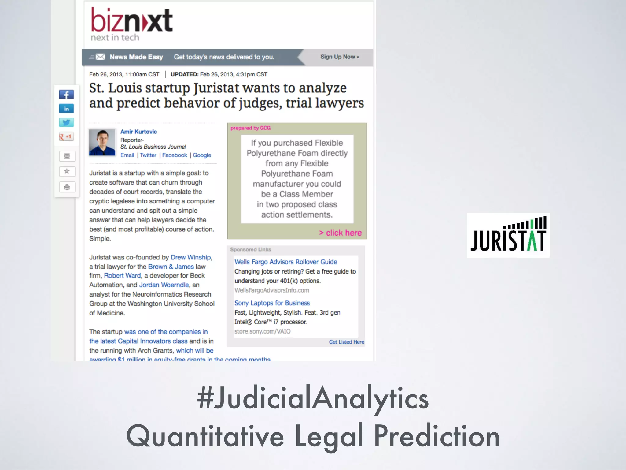 #JudicialAnalytics
Quantitative Legal Prediction
 