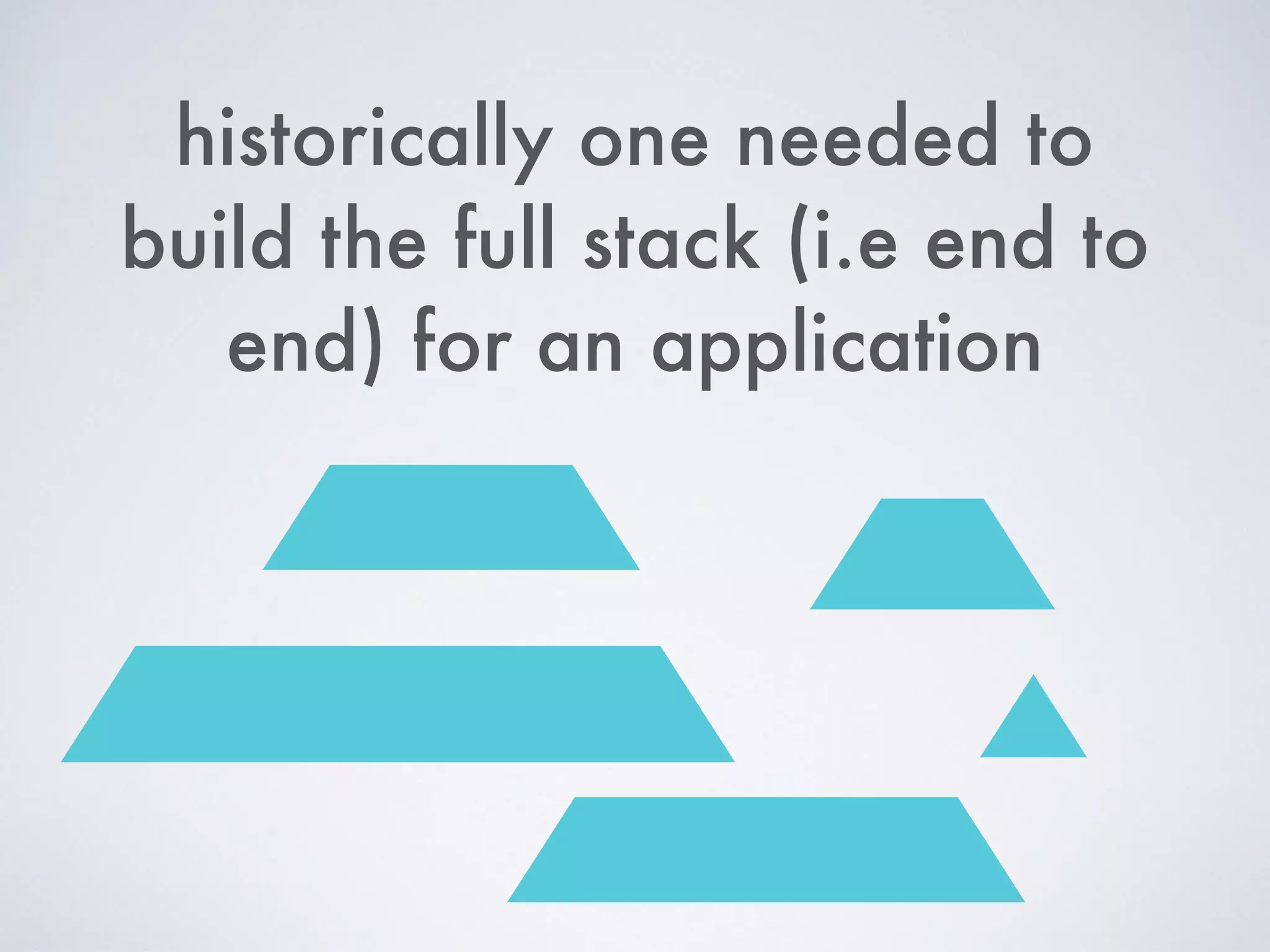 historically one needed to
build the full stack (i.e end to
end) for an application
 