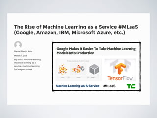 Machine Learning as a Service
#MLaaS
 