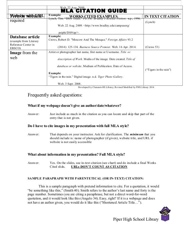 Mla Citation Chart