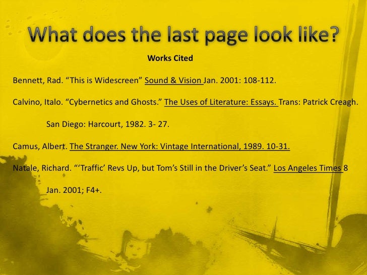Do work cited page research paper