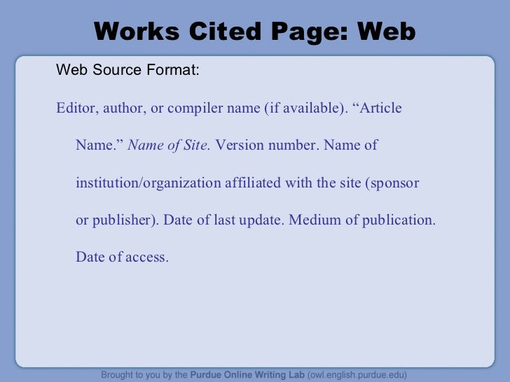 mla citation work cited page examples