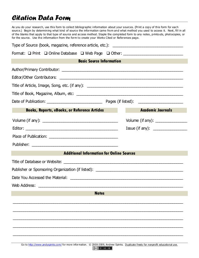 Mla citation guide & citation data forms Mla citation guide & citation data forms