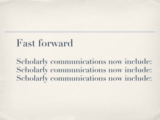 Fast forward Scholarly communications now include: Scholarly communications now include: Scholarly communications now include: 