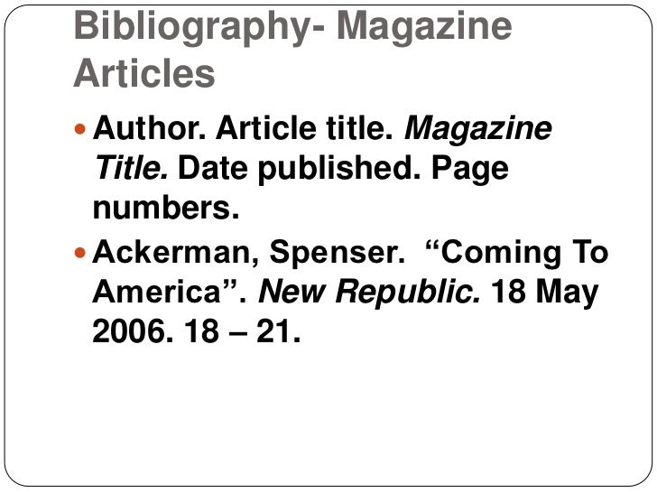 mla format bibliography format for articles
