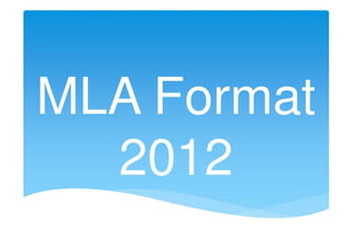 MLA Format 2012