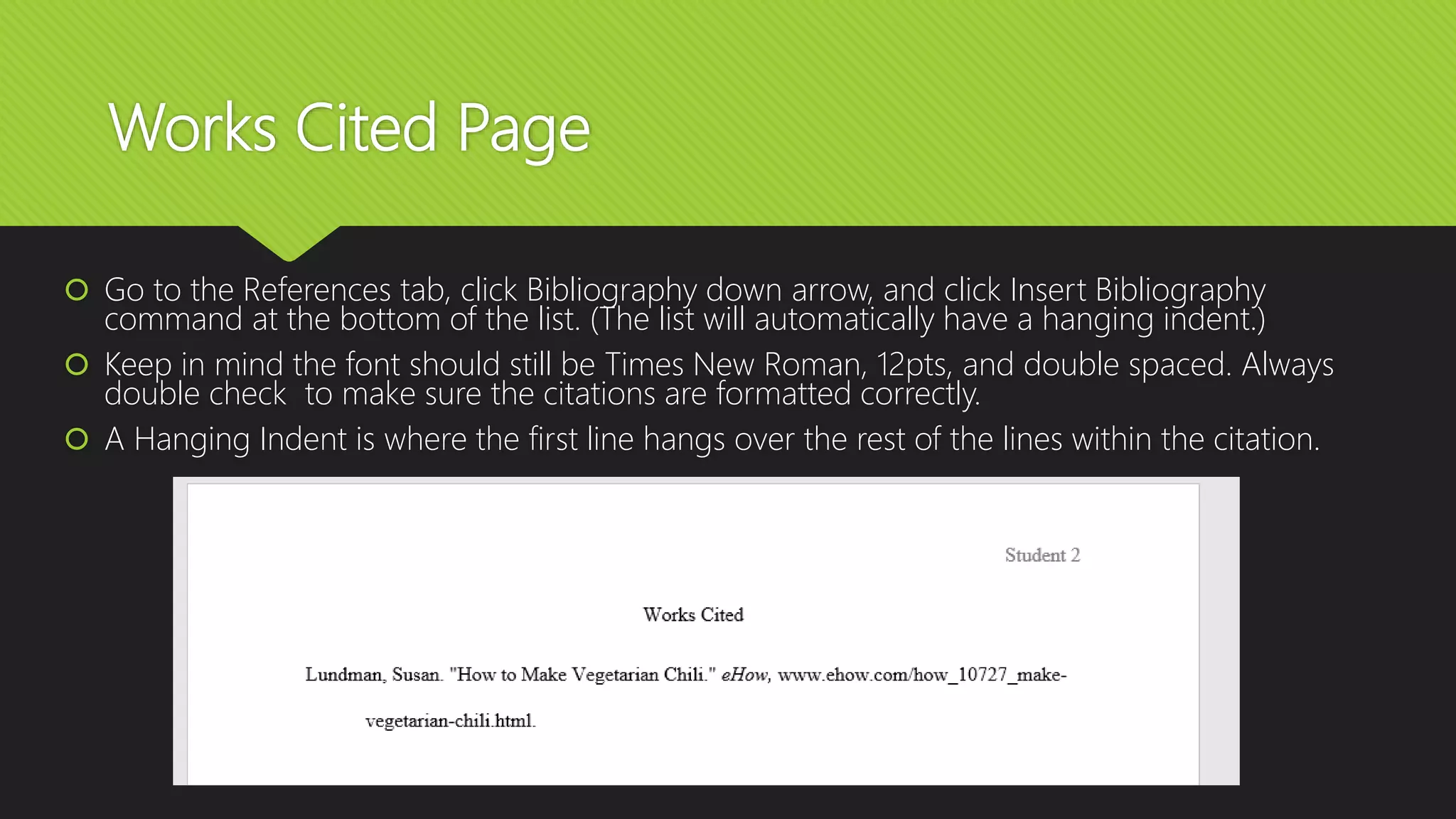 Setting up the MLA format within Word | PPT