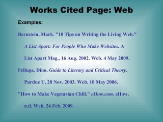Mla Format Tutorial Website Example Vs Normal Mla Format | PPT