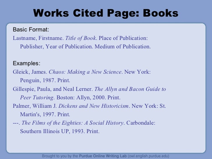 Mla essay works cited page