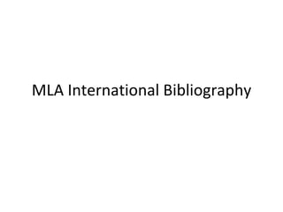 MLA International Bibliography 
