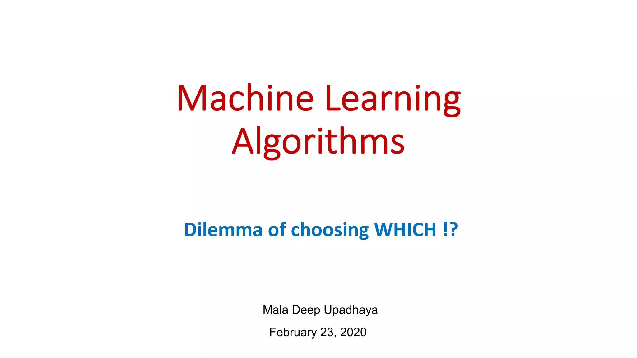 How to choose Machine Learning algorithm. | PPT