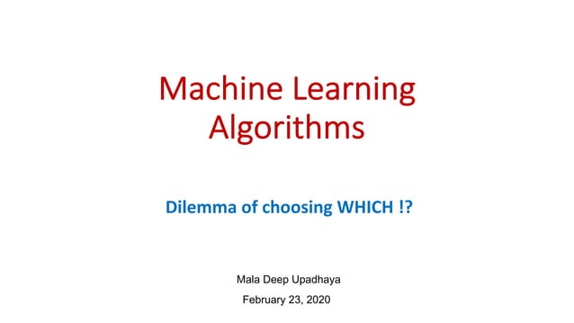 How to choose Machine Learning algorithm. | PPT