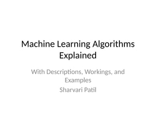 Introduction to Machine Learning Algorithms | PPTX