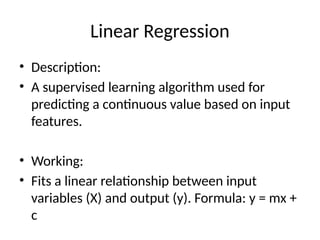 Introduction to Machine Learning Algorithms | PPTX