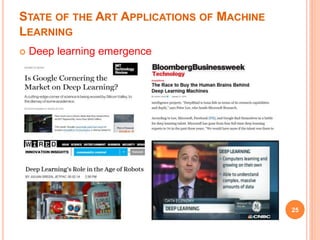STATE OF THE ART APPLICATIONS OF MACHINE
LEARNING
 Deep learning emergence
25
 
