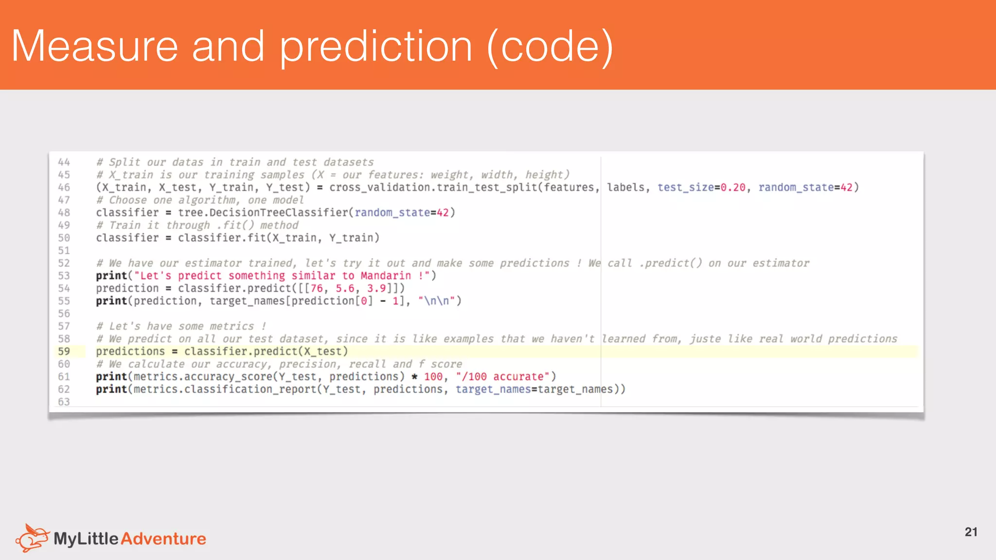 21
Measure and prediction (code)
 