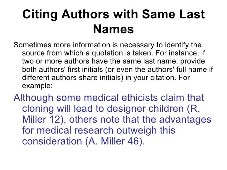 How To In Text Cite Two Authors With The Same Last Name Mla