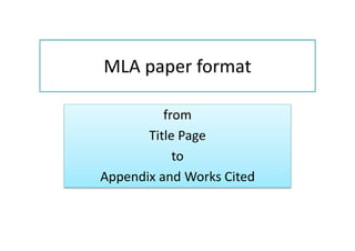 MLA Paper Format | PPT
