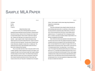 SAMPLE MLA PAPER
 