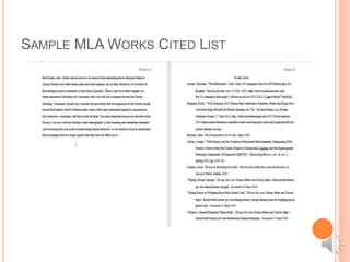 SAMPLE MLA WORKS CITED LIST
 