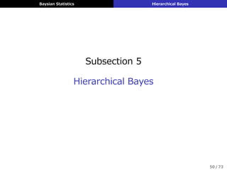 Baysian Statistics Hierarchical Bayes
Subsection 5
Hierarchical Bayes
50 / 73
 