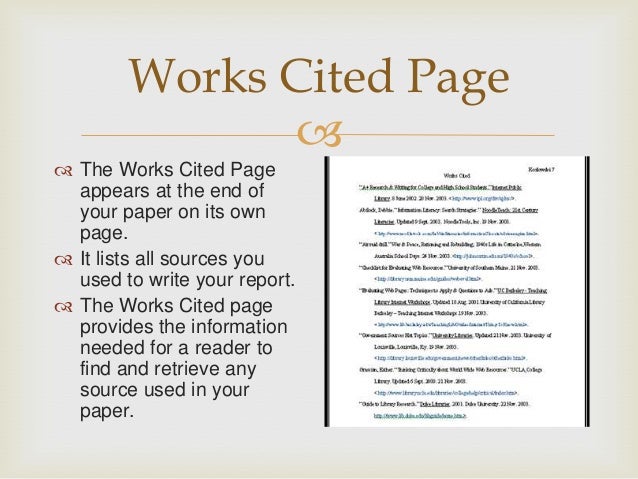 Research paper mla works cited page s9