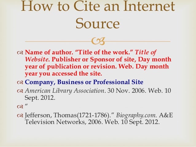 How to write a bibliography for an internet