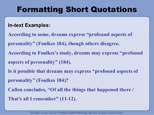 mla from owl at purdue university example works cited