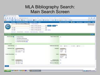 MLA Bibliography Search: Main Search Screen 
