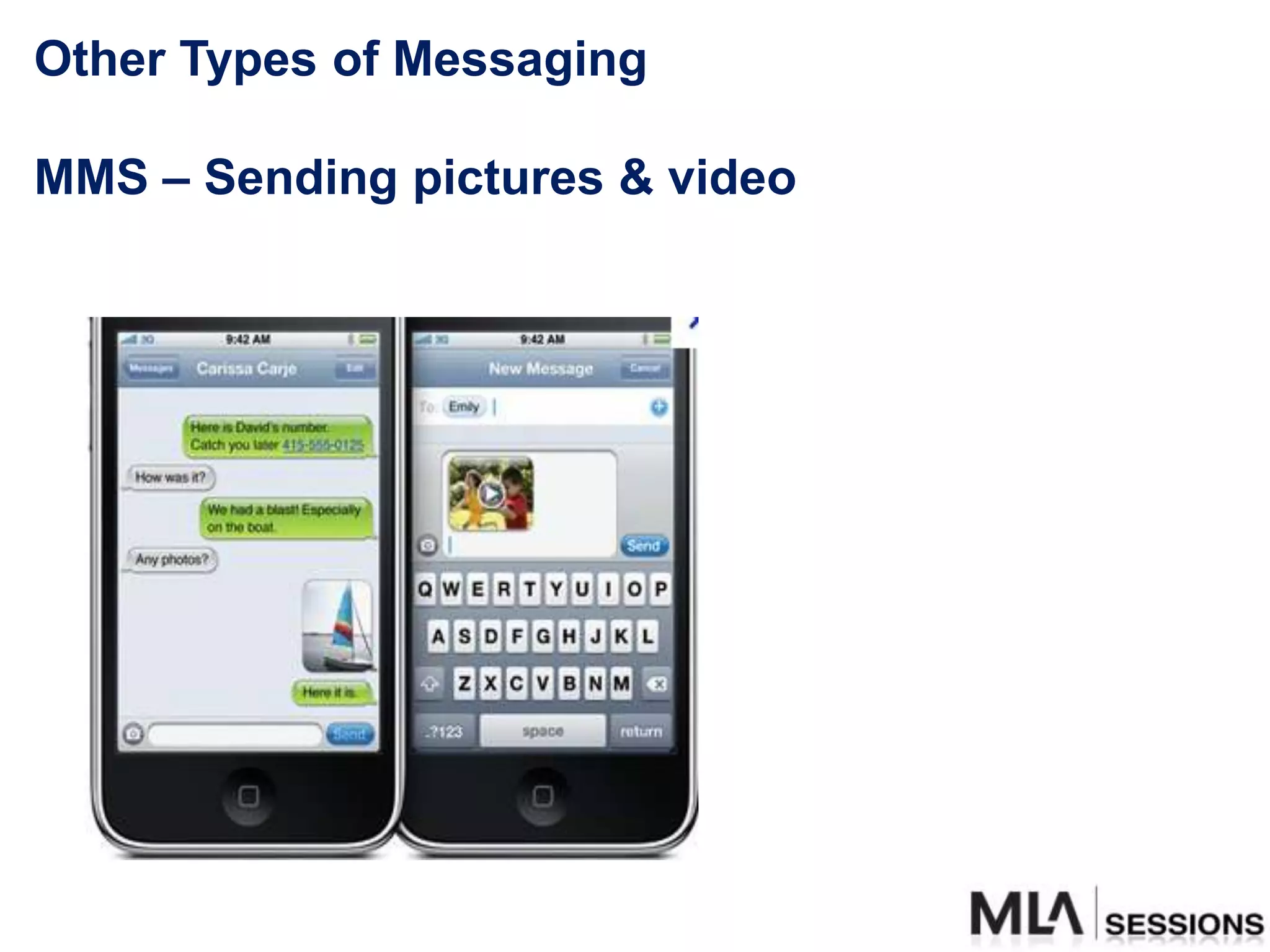 Other Types of Messaging

MMS – Sending pictures & video
 