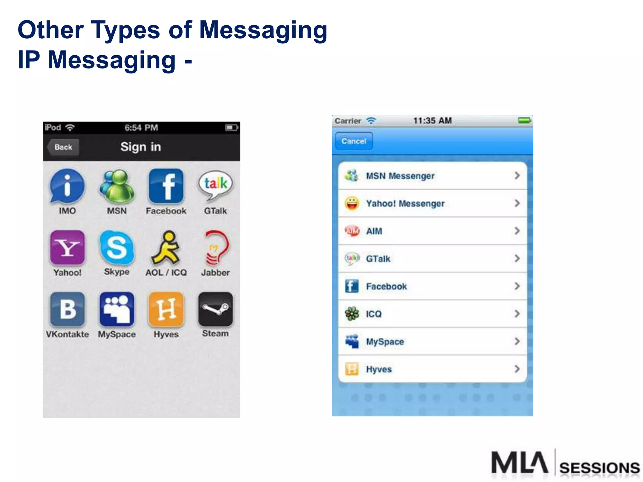 Other Types of Messaging
IP Messaging -
 