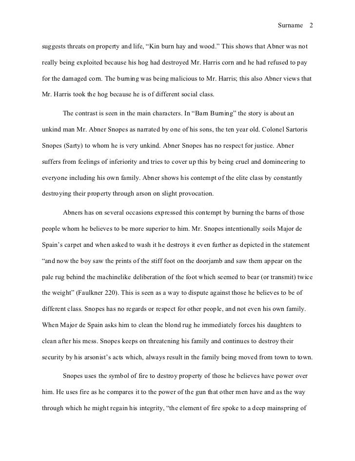 Essay about point of view barn burning discussion