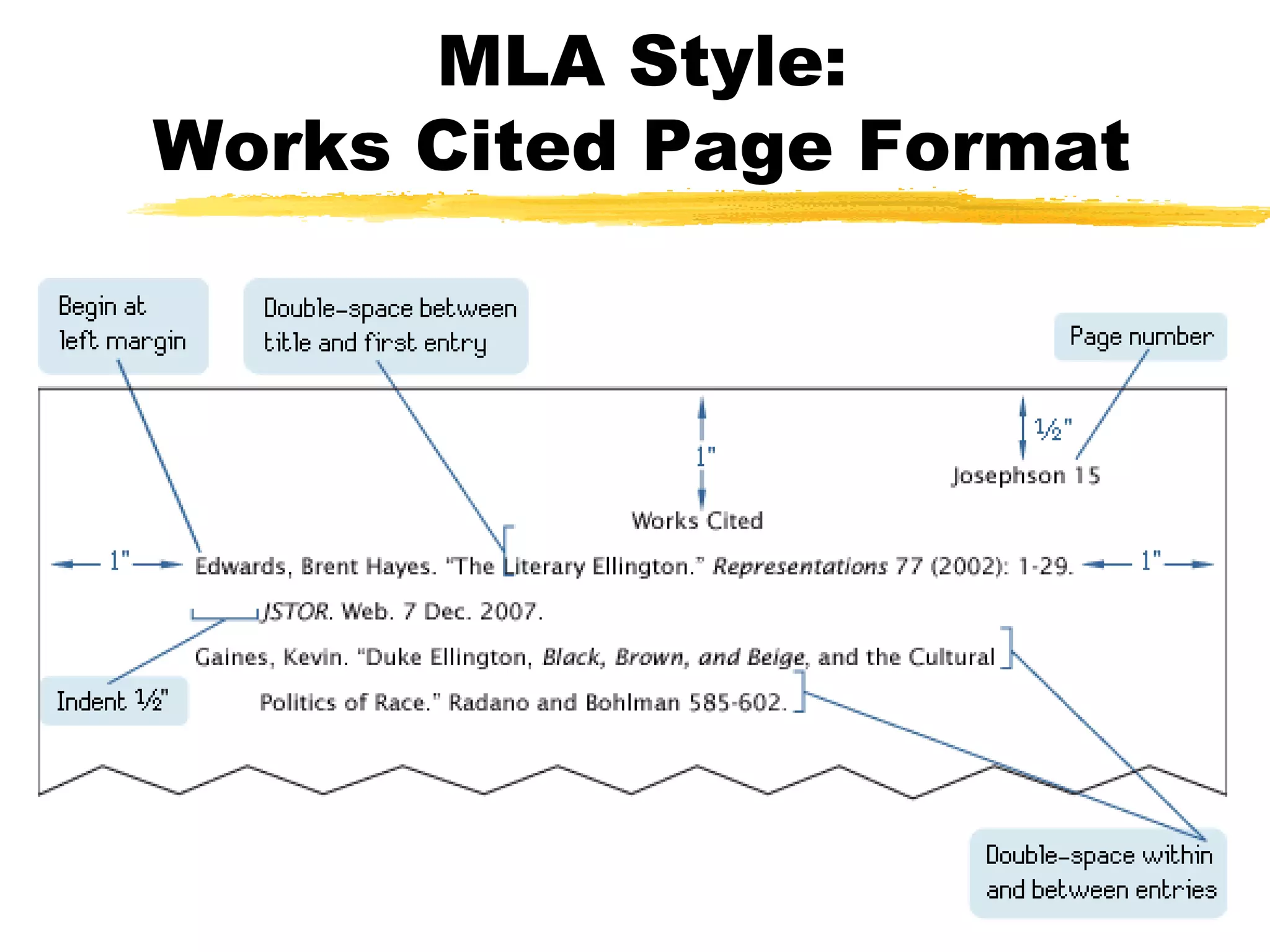 MLA Style:
Works Cited Page Format
 