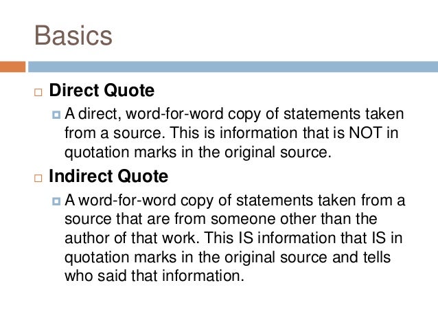 How to write an indirect quote