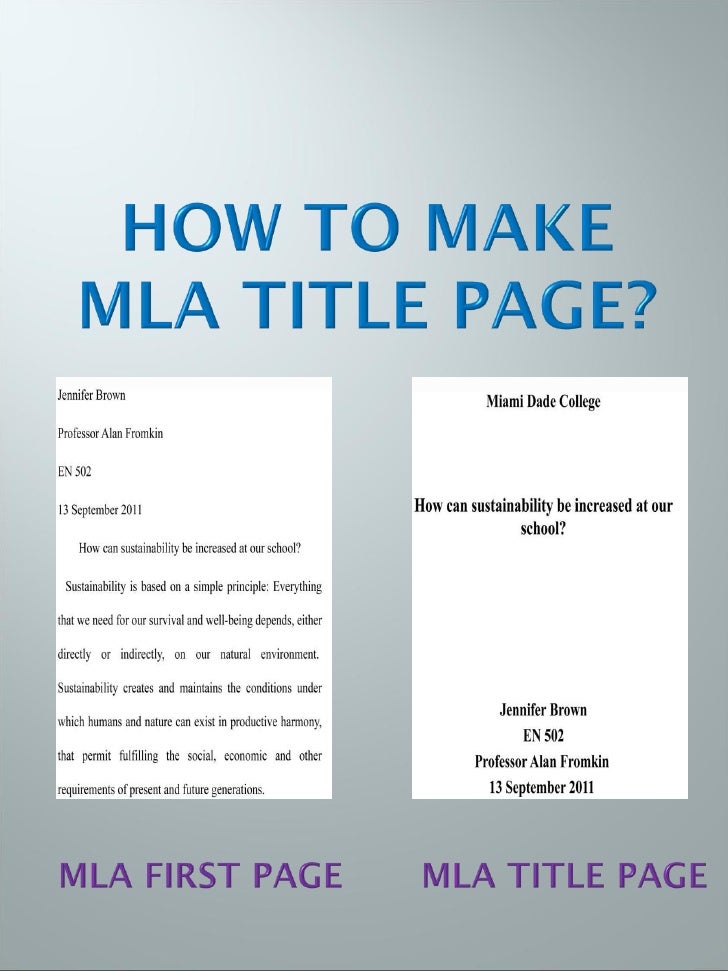 Mla Title Page Step By Step