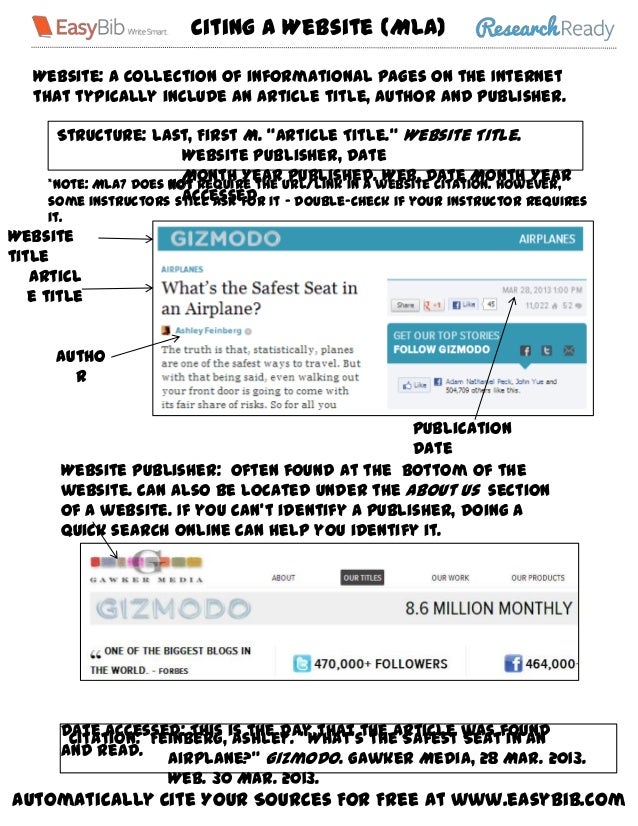 mla 7 visual guide websites blogs siting a website