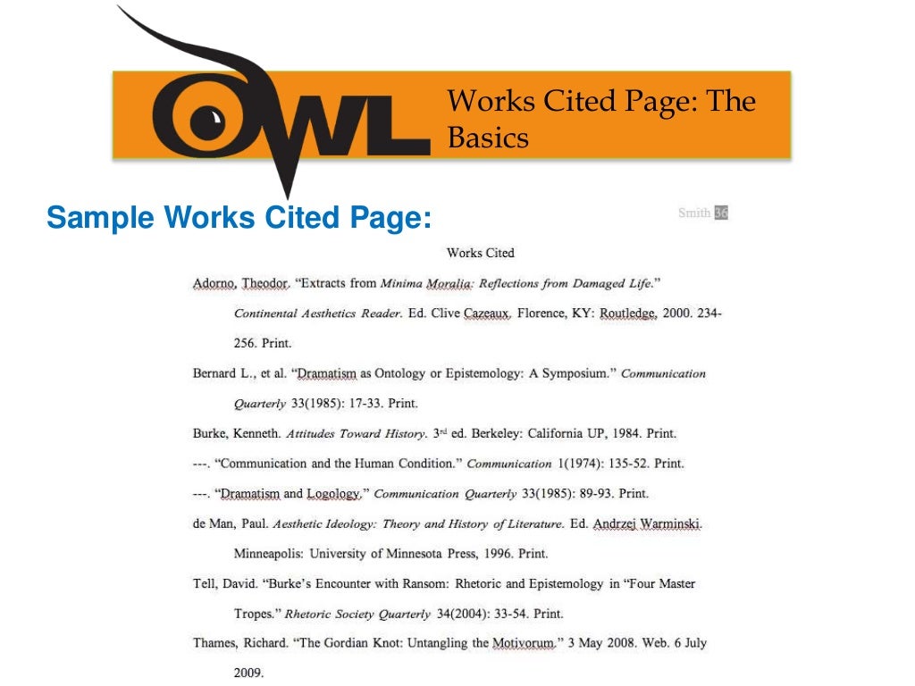 mla works cited sample page
