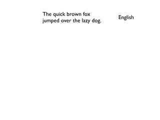 The quick brown fox
                             English
jumped over the lazy dog.
To err is human, but to
really foul thi...