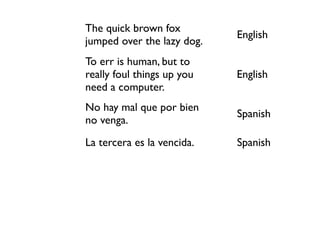 The quick brown fox
                                          English
           jumped over the lazy dog.
           To e...