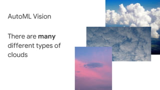 There are many
different types of
clouds
AutoML Vision
 