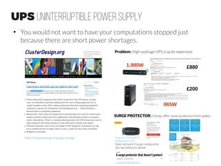 Asus Server Motherboard 8 x GPUs
After the long hard working in HPC field, ASUS
now presents the GPU server ESC8000 G3
supporting up to eight double deck GPU cards as
well as optimized thermal design for both CPUs
and GPUs. ESC8000 G3 is the latest
supercomputer based on Intel® Xeon® processor
E5-2600 v3 product family, featuring:
•
Front parallel redundant fan placement and
dedicated air-tunnel for individual GPUs,
•
6 hot-swappable 2.5” SATA HDD/SSD bays,
•
2+1 80 PLUS Platinum 1600W CRPS ,
•
8 PCI-E Gen3 x16
•
2 PCI-E Gen3 x8 expansion slots.
ESC8000 G3 is targeted to hit 20 Tera floating
points with the latest generation GPU cards and
achieve an outstanding performance result in
Top500 and Green500.
ESC8000 G3 is equipped with dual Intel® Xeon®
processor E5-2600 v3 product family CPUs, 24
DDR4 DIMMs and support up to eight dual-slot
GPGPU; thus delivers high density computing
power with scalable expansion capability and an
intelligent thermal solution, making it an ideal
choice for the applications in the field of life and
medical science, engineering science, financial
modeling and virtualization.
●
If desktop workstation is not enough for you, go for the rack-mountable server,
and build that yourself as well.
For deep learning use, now we can use
all the 8 PCI-E slots for 8 GPU cards
doubling performance compared to
desktop motherboards.
With desktop motherboards, we don't
have any PCI-E slots lef if we go for 4
GPUs which you may want to use for
faster network cards (e.g. for NVIDIA
GPUDirect RDMA, 40Gb/s).Asus ESC8000_G3
pugetsystems.com
youtube.com
 