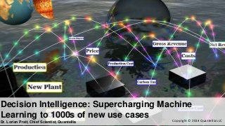 Decision Intelligence: Supercharging Machine 
Learning to 1000s of new use cases 
Dr. Lorien Pratt, Chief Scientist, Quantellia Copyright © 2014 Quantellia LLC 
 