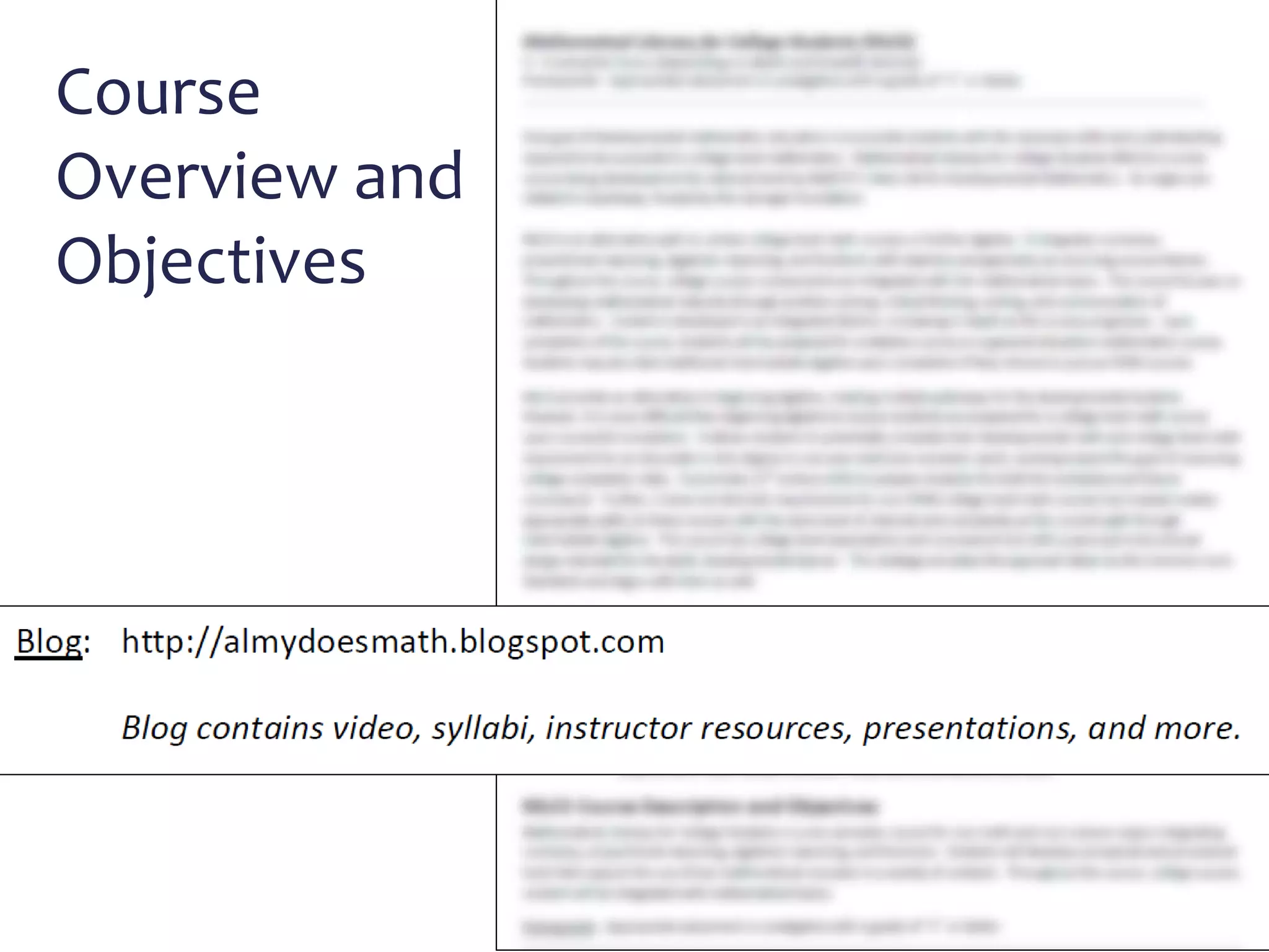 Course
Overview and
Objectives
 