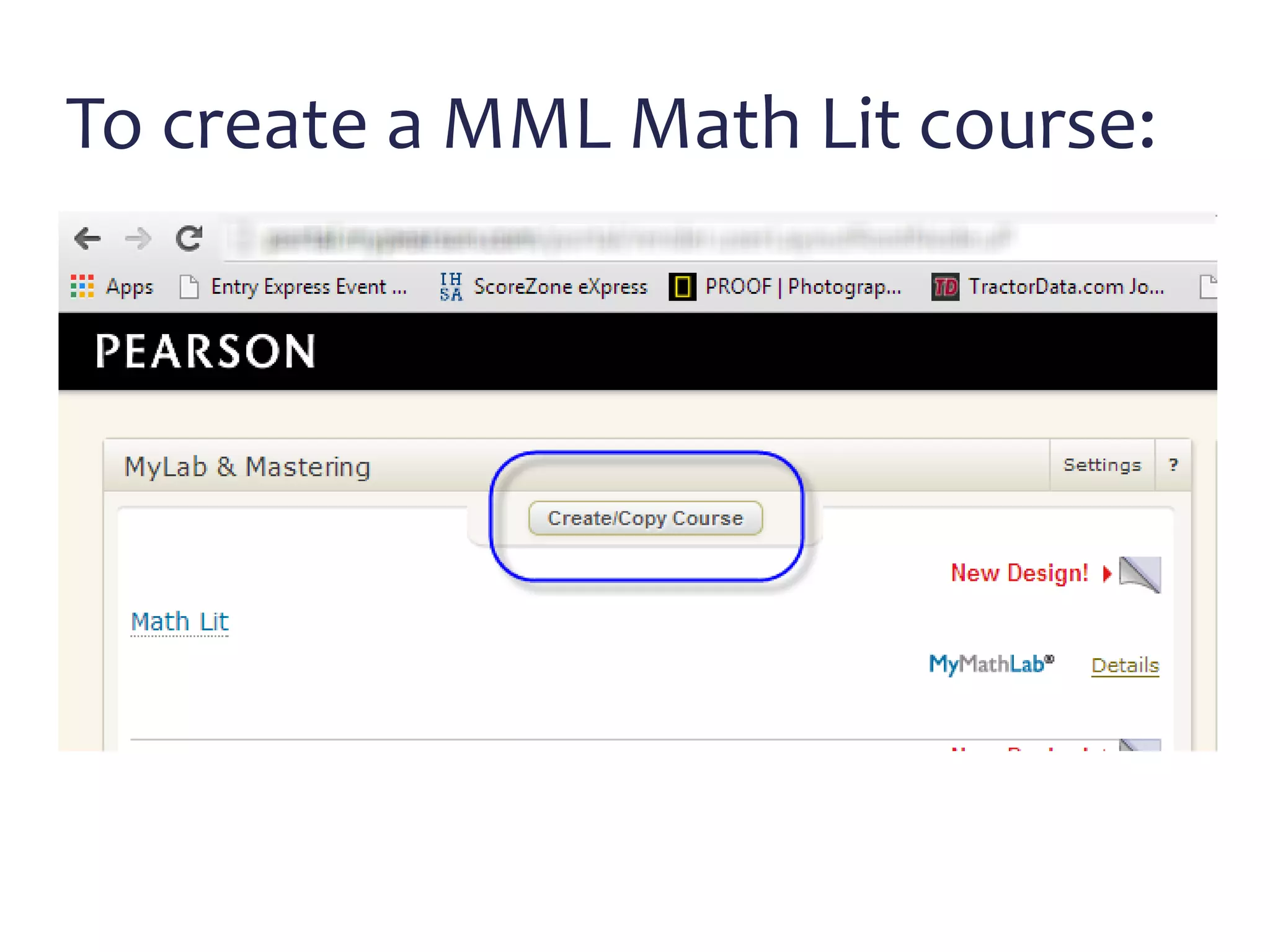 To create a MML Math Lit course:
 