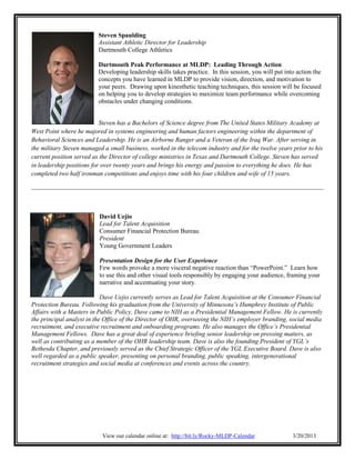 MLDP Session Descriptions and Speaker Bios | PDF