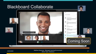 Blackboard Collaborate
25/03/2020
Matthew Deeprose - Managed Learning Environment
(MLE) Team, iSolutions
37
Coming Soon
 