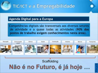 O
O
Competências digitais são transversais aos diversos setores
de atividade e a quase todas as atividades (90% dos
postos...