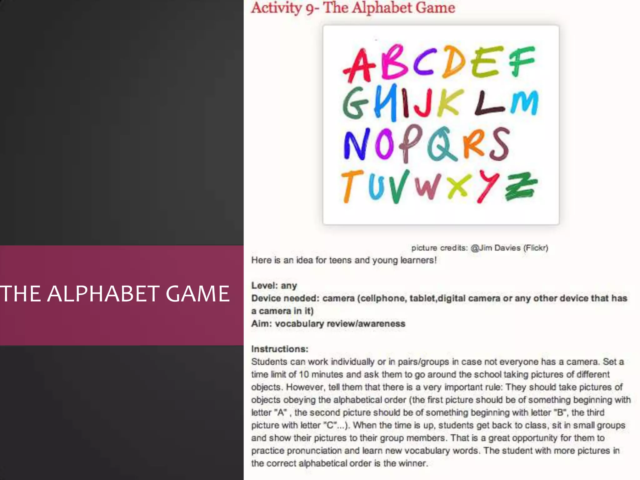 THE ALPHABET GAME
 