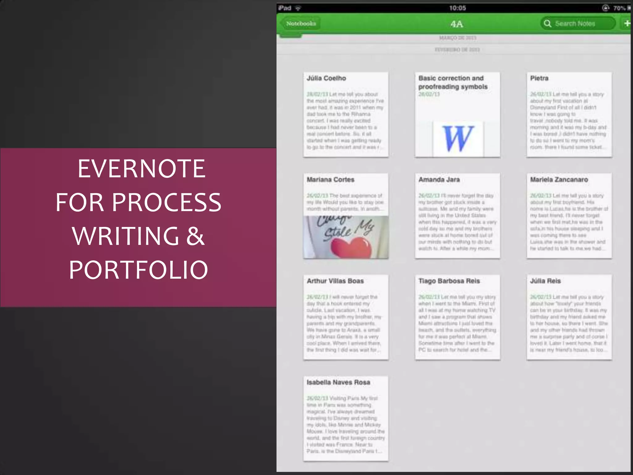 EVERNOTE
FOR PROCESS
 WRITING &
 PORTFOLIO
 